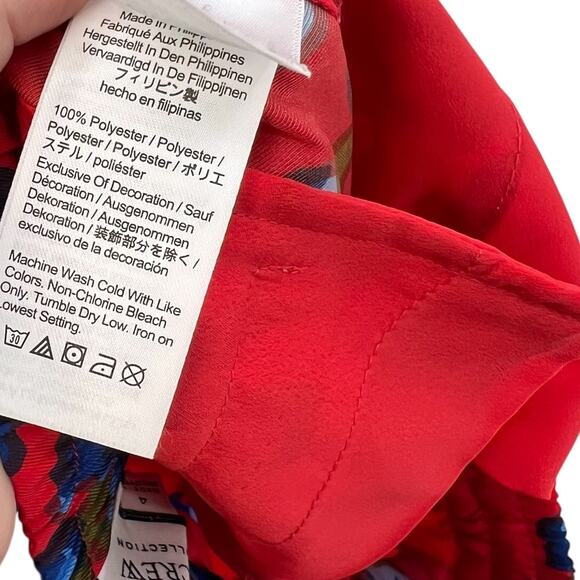 J. Crew Drapey Pull-on Pant Trouser Lattice Floral Print Drawstring Red Size 4 - Picture 11 of 12